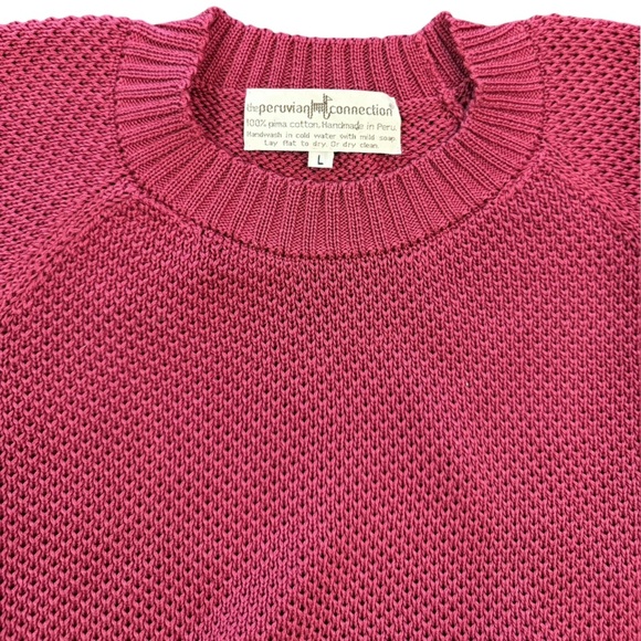 Vintage Peruvian Connection Hand Knitted Cotton Sweater Size Large - Picture 3 of 7